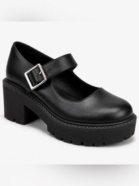 Madden Girl Chunky Mary Jane Platform Heels Black Lug Sole Goth Dollcore Size 8